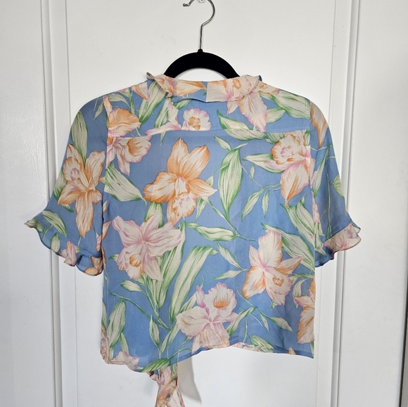 Ralph Lauren | Vintage LRLTropical Floral Silk Wrap Top Sz S - Picture 5 of 7